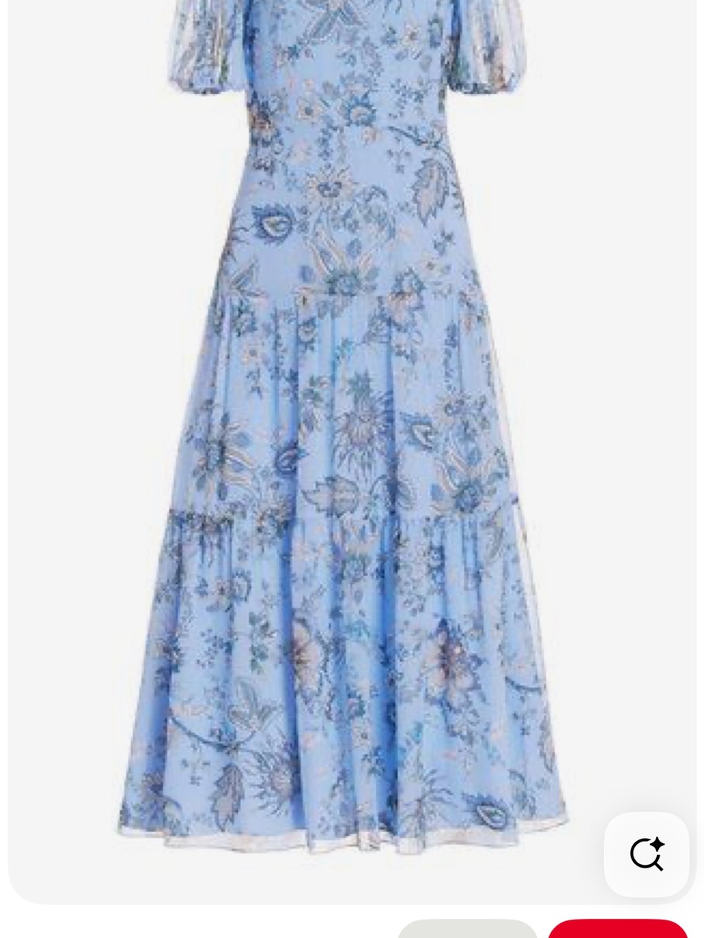 ERDEM Powder Blue Floral Tiered Maxi Skirt